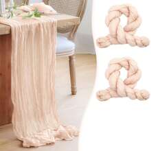 2 peças de toalha de mesa transparente estampada com queijo boho, 35 polegadas (88,9 cm) e 118 polegadas (300 cm) de tecido longo para queijo para chá de bebê, casamento, noiva, aniversário, decoração de festa
