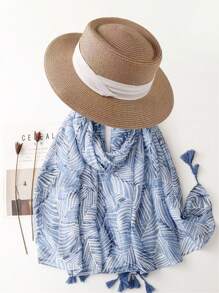 Women's Sun Protection Set Includes Flat Top Sun Protective Hat & Scarf, Suitable For Spring, Summer, Beach, Holiday, Photo Taking - Multicolor - View 11