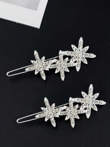 2 stuks glitterstervormige haarspeldjes, elegante metalen zijpony haarspeldjes voor vrouwen, schattige stijl, ramadan