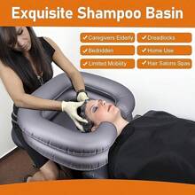 Air Inflatable Hair Washing Basin With Water Tube (100 Cm) For Bedridden - Wash Hair In Bed With Inflatable Shampoo Basin. Portable Shampoo Bowl With Pillow For Extra Comfort. The Perfect Inflatable Sink For Locs Detox Home Bathroom Decor Summer Back To School