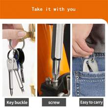2pcs/3pcs Portable Screwdriver Set, Outdoor EDC Multifunctional Mini Tool With Flathead, Screwdriver, Key Ring & Clip, Men's Christmas Gift, DIY Tool - Multicolor - View 10