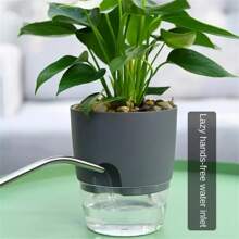5个装 Slouchy 自动吸水花盆塑料花盆简约仿陶瓷绿藤篮多肉植物室内水培花盆 - 彩色 - 查看 8