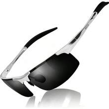 DUCO Mens Sports Polarized  UV Protection  For Men 8177s - Silver Frame Gray Lens - View 1