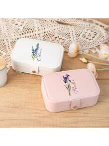 1PC Personalised Customised PU Jewellery Box, Customisable Birthday Month Flower Jewellery Box, Portable Travel Jewellery Box, Multifunctional Ring Jewellery Storage Box, Mother's Day Gift For Mum, Birthday Gift For Mum, Souvenir Gift For Girlfriend