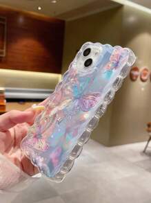 Butterfly Print Braided Ruffles Edge Fashion Protective Phone Case Compatible With IPhone16/16 IPhone15/New IPhone14/12PROMAX/13PROMAX/14PROMAX/Braided Print Shockproof Creative Phone Case For XR /7/8, Painted Compatible With IPhone15Promax, IPhone13 Case, IPhone14 IPhone11 Soft Shell, P12 Shockproof XS Soft Phone Case Waterproof Anti-Fall Scratch Resistant