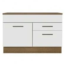 Gabinete Bajo Cocina Madesa Agata 2 Cajones Con Encimera Color Marrón/blanco - Marrón y Blanco - Ver 3
