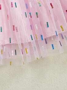 Toddler Baby Girl Birthday Outfit 6 12 18 Months 2T 3T 4T 5T Letter Embroidery Short Sleeve T-Shirt Glitter Tulle Skirt 2Pcs Toddler Cute Birthday Clothes Set - 粉色 - 查看 6