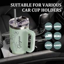 Personalized 40 Oz Tumbler With Handle Custom Tumbler With Name & Birth Flower Month, Stainless Steel Travel Coffee Mug Cup, Birthday Gifts Personalized Gifts For Women Men, Multi-Functional, Adjustable, Durable, Ornamental, Reusable, Exquisite, Adorable, High-Quality, Modern, Colorful, Cute, Comfortable, Stylish, Custom, Personalized, Unique, Ideal Gifts For Her, Boyfriend, Girlfriend, Dad, Mom, Family, Friends, Son, Daughter, Office, Tea Room, School, Home, Home Refresh, Customized Water Bottle & Cup Accessories