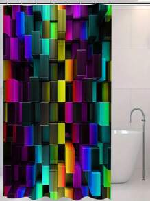 1pc, Deep Blue Geometric Pattern Printed, Plant Element Waterproof Shower Curtain Tapestry Wall Decor Curtain, With 12 Hooks Waterproof Polyester Fabric Shower Curtain, Bathroom Tub Divider, Modern Home Bathroom Decor, Waterproof Polyester Fabric, Machine Washable, Eyelet Top, Unlined Woven Shower Curtain, Suitable For Hotel Apartment Bathroom Decor, Home Decor Bathroom Accessory, Great As Gift, 35inX70in, 47inX70in, 59inX70in, 70inX70in