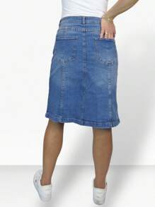 Paulo Due Panelled Denim A Line Skirt - Medium Wash - View 2