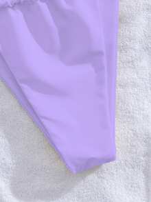 PEPPERMOLLY New Soft Strap Adjustable Floral Print Tie-Up Elegant Party Style Bikini Set, Summer Beach Fashion Women Swimwear - Purple 1 - View 5