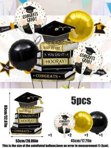 Set de 5 globos con tema de graduación, globos de aluminio con forma de libro y oso de peluche para graduados hombres y mujeres de 18 pulgadas, aptos para decoraciones de fiesta de graduación