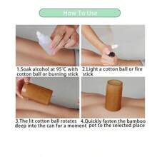 5 件装竹制拔罐器吸盘适用于木制家用按摩