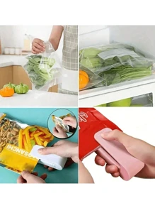 便携式迷你食品袋热封机，真空食品封口机，塑料袋热封零食封口机，聚乙烯管塑料袋套装工具 - 热封塑料袋，保鲜 - 易于使用的包装厨房配件（不含电池） - 彩色 - 查看 4