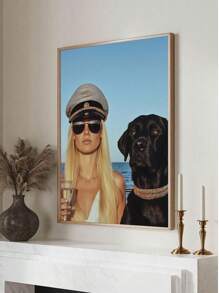 1 张时尚海报、摄影海报、船长、狗海报、帆布印刷海报、墙壁艺术、艺术墙面装饰、卧室客厅办公室家居装饰、无框架 - 藍色 - 查看 11