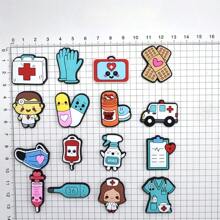 22pcs-Cute Doctor's Shoe Accessories Set - Kawaii Cartoon Decor Shoe Accessories Detachable, Ideal Christmas And Halloween Gift, Holiday Gift Shoe Accessories