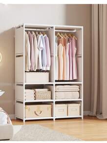 1pc Simple Freestanding Clothes Hanging Rack, Home Storage Garment Rack For Rental Housing, Easy Assembly - Multicolor - View 3