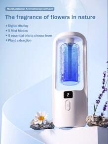 Ambientador colgante recargable con luz de colores, purificador de aire, humidificador y difusor de aceites esenciales para el hogar, el dormitorio, el baño y los viajes. Viene con 6 fragancias diferentes para elegir, un desodorizador silencioso y automático que purifica el humo y los olores del hogar.