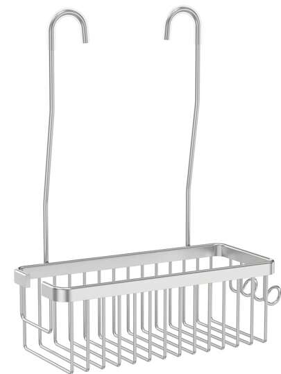 Organizador colgante para ducha, cesta organizadora para baño, colgador para ducha, estantería para ducha con ganchos sobre la puerta, estante de ducha de diseño profundo, de aluminio espacial