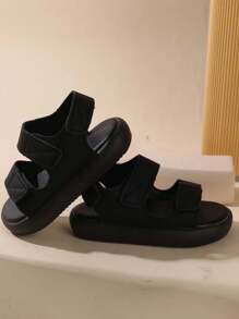 1 双儿童/幼儿钩环扣夏季凉鞋，男孩/女孩沙滩鞋 - 黑色 - 查看 5