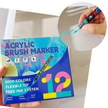 12/24/36/48 Colors Direct Liquid Soft Head Acrylic Marker Pen, Acrylic Paint Pens For Wood, Canvas, Stone, Rock Painting, Ceramic Surfaces, Chritmas Card Making Back To School