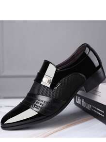 男士优雅黑色皮鞋 - 正装鞋，带穿孔细节和金属扣，适合商务、婚礼和特殊场合，适合青少年夏季休闲或户外运动或度假旅行或毕业礼物或生日礼服配饰 - 黑色 - 查看 8