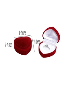 1 Pc Velvet Single Ring Display Box, Heart-Shaped Design Engagement And Wedding Ring Box, Valentine's Day Gift Summer Necessity For Women Storage Organizer Gift Travel Back To School