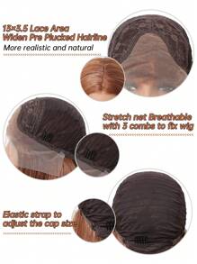 13*3.5高清透明蕾丝前假发蛋白丝高温纤维棕色波浪天然合成自然假发派对婚礼音乐节万圣节礼物 - 彩色 - 查看 4