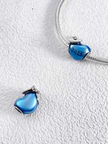 STYFNE 1pc Valentine's 2025 New Heart Pendant In Blue, Pink, Green, Black Color Series, Suitable For Women Bracelet DIY, Jewelry, Daily Small Gift