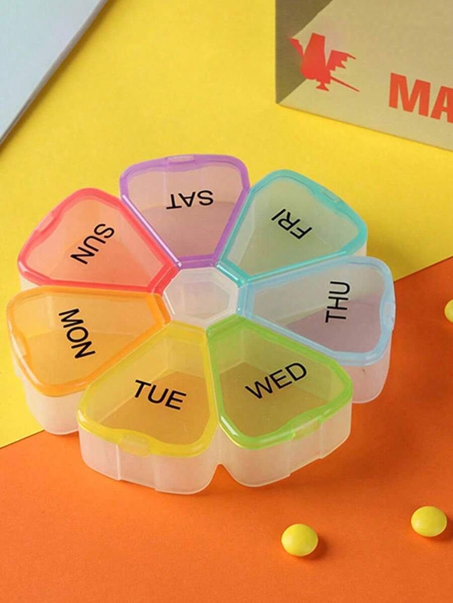 1pc Weekly Pill Organizer 7 Grids Pill Case For Men And Women 7 Days A Week Medicine Box Portable Pill Container Travel Essentials Cruise Essentials Dorm Essentials Multifunctional Storage Box Daily Pill Box To Hold Vitamin Medicine Fish Oil Supplement First Aid Kit Medical Bag For Travel Home Camping Outdoor Hiking Hunting Back To School - Multicolor - View 1