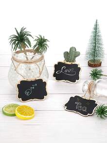 10pcs Mini Rope Decoration, Small Wooden Blackboard, Business Message Design, Office Crafts, Suitable For Office, Home Decoration