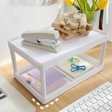 1 pieza Estantería doble de escritorio de unicolor simple estilo Ins, escritorio multifuncional para almacenamiento de papelería, apta para archivos y artículos de oficina
