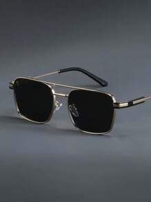 1pc Men's Resort Beach Copper Full Rim PC Polycarbonate Decorative Fashion Glasses, Block Light, Fashionable, Suitable For Hiking, Daily Casual Wear