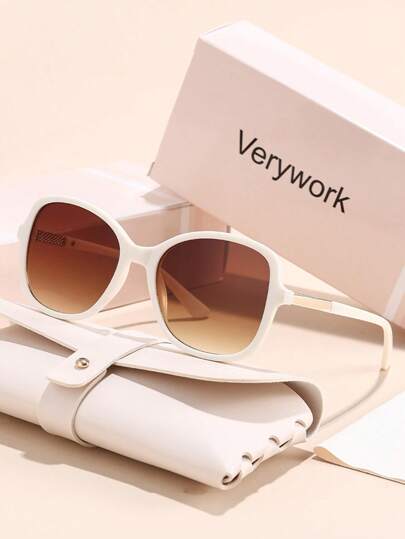  Verywork 1 件几何优质 Ins 风格奢华品牌设计女士时尚眼镜，适合户外休闲活动驾驶购物度假装扮装饰，适合夏季海滩度假、户外、旅行