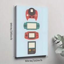 1 Pc Framed Handheld Game Console Retro Style Wall Art Textured Canvas Poster Painting Wall Decor For Bedroom Living Room, Ready To Hang - Multicolor - View 10