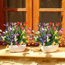 Flores artificiales resistentes a los rayos UV para exteriores, flores falsas de lirio de Cala para colgar en macetas, ventanas, porche, decoración del hogar y jardín (Colores surtidos, 8 piezas)