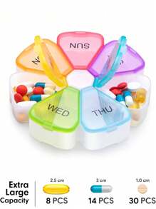 1pc Weekly Pill Organizer 7 Grids Pill Case For Men And Women 7 Days A Week Medicine Box Portable Pill Container Travel Essentials Cruise Essentials Dorm Essentials Multifunctional Storage Box Daily Pill Box To Hold Vitamin Medicine Fish Oil Supplement First Aid Kit Medical Bag For Travel Home Camping Outdoor Hiking Hunting Back To School - Multicolor - View 2