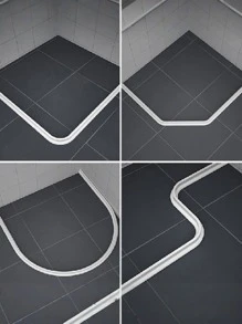 1 件硅胶浴室防水条，自粘式淋浴房防水条，固定条，干湿分离，可弯曲，易于安装，无需电源，适用于家庭厨房、淋浴、浴室门洗衣机淋浴坝阻水器配件淋浴防水保护器家庭浴室装饰秋季装饰返校 - 白色 - 查看 7