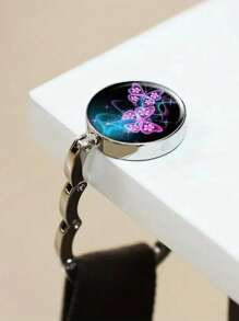 1 pieza Colgador de cartera para mujer - Colgador de bolso plegable, estilo retro, material de metal, patrón de cielo estrellado de noche, accesorio de moda/moda para mujer, elegante y portátil