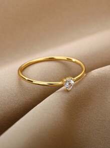 Stylever 1枚S925纯银极简主义戒指，镶嵌锆石，精致优雅，适合作为礼物送给女孩或老师。