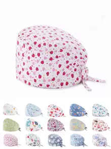 1pc Women's High Quality Polyester Material Digital Printed Heart, Floral, Animal Pattern Work Cap/Nurse Cap, Anti-Bacterial & Anti-Dust, Adjustable Drawstring Design, Suitable For Doctors, Nurses, And All Medical/Beauty/Veterinary Workers - Multicolor - View 9