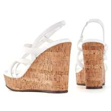 Womens Platform Wedge Sandals Cork Espadrille Slingback Heels Summer Shoes - 白色 - 查看 3