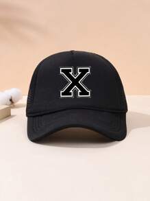 1pc Kid's 26-Letter Baseball Hat, New With Drawstring, Fashionable And Versatile Mesh Breathable Sun Hat, Suitable For Daily Outings In Spring And Summer, Suitable For Use As A Gift