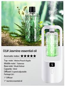Ambientador colgante recargable con luz de colores, purificador de aire, humidificador y difusor de aceites esenciales para el hogar, el dormitorio, el baño y los viajes. Viene con 6 fragancias diferentes para elegir, un desodorizador silencioso y automático que purifica el humo y los olores del hogar.