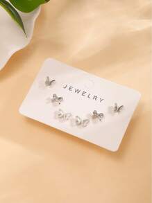 6pcs/Set Delicate Butterfly Shaped Stud Earrings Fashion Versatile For Daily Wear