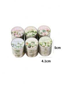1 Roll PET Plant Series Sticky Tape, Botanical Theme Planner DIY Decoration Reusable Adhesive Tape - Multicolor - View 9