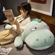 1pc Oversized Cute Long Dinosaur Plush Doll, Children Sleeping Companion Soft Stuffed Dragon Pillow, Gift For Halloween, Christmas, New Year, Home Bedroom Sofa Decor, Party Decoration - 彩色 - 查看 4