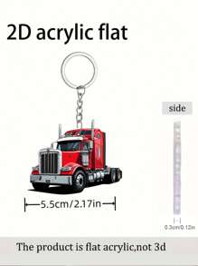 1pc Truck Pattern 2D Acrylic Pendant, Can Be Used As A Multi-Functional Keychain, Decorative Gift Accessories, Interior Hanging Decoration, DIY Backpack Hanging Decoration. It Can Also Be Used For Valentine's Day, Car Decoration, Home Decoration, Holiday Decoration And Room Decoration. Car Accessories Bag Charm Backpack For School
