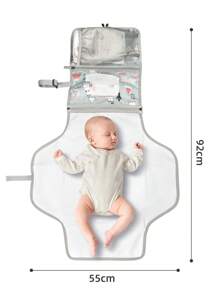 婴儿便携式尿布更换垫 - 带湿巾袋的婴儿尿布更换旅行包，智能设计便携式更换垫，婴儿旅行站套件，适合新生女孩和男孩的礼物 - 灰色，经典款 - 彩色 - 查看 2