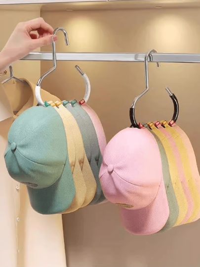 Non-Slip Hat Storage Rack,Hanging Cap Storage Organizer, Metal Closet Hat Hanger With Adjustable Clips, Space-Saving Hat Display Rack, Ideal For Closet Organization, Simple And Practical,Creative Round Hoop Clothes Hanger, Stainless Steel Closet Hanging Hooks For Hats, Suspenders, Ties, Scarves, Lingerie